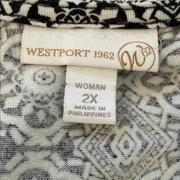 Westmoreland Black & White Printed Sleeveless Tunic with Tassel Ties - Picture 6 of 6